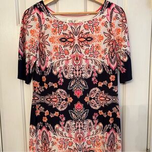 Eliza J Pink‎ Navy Orange Paisley print Sheath dress Size 6